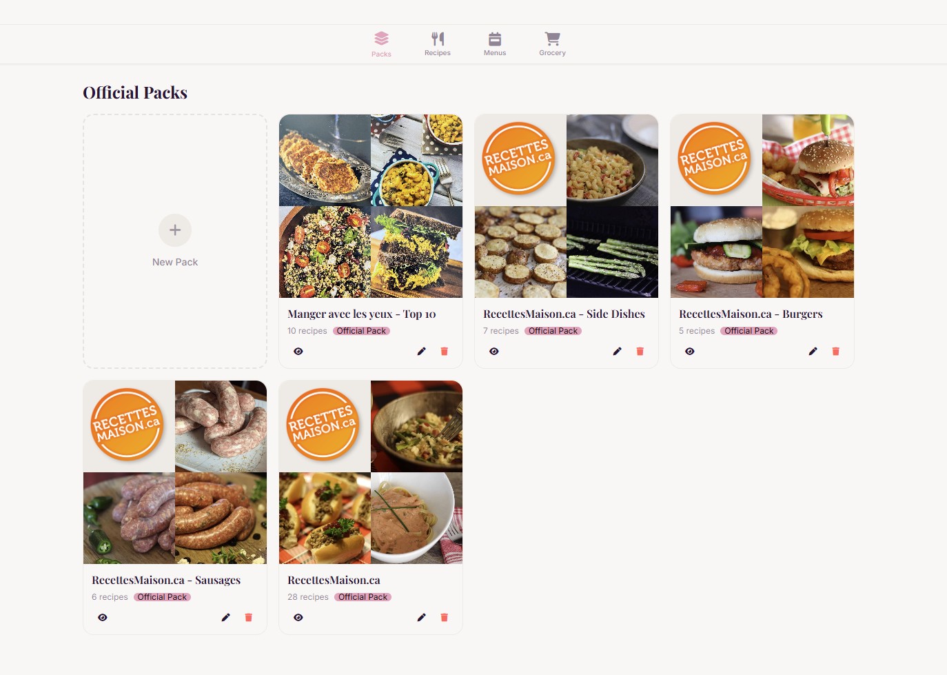 Origano official packs page: recipe collections by verified culinary creators