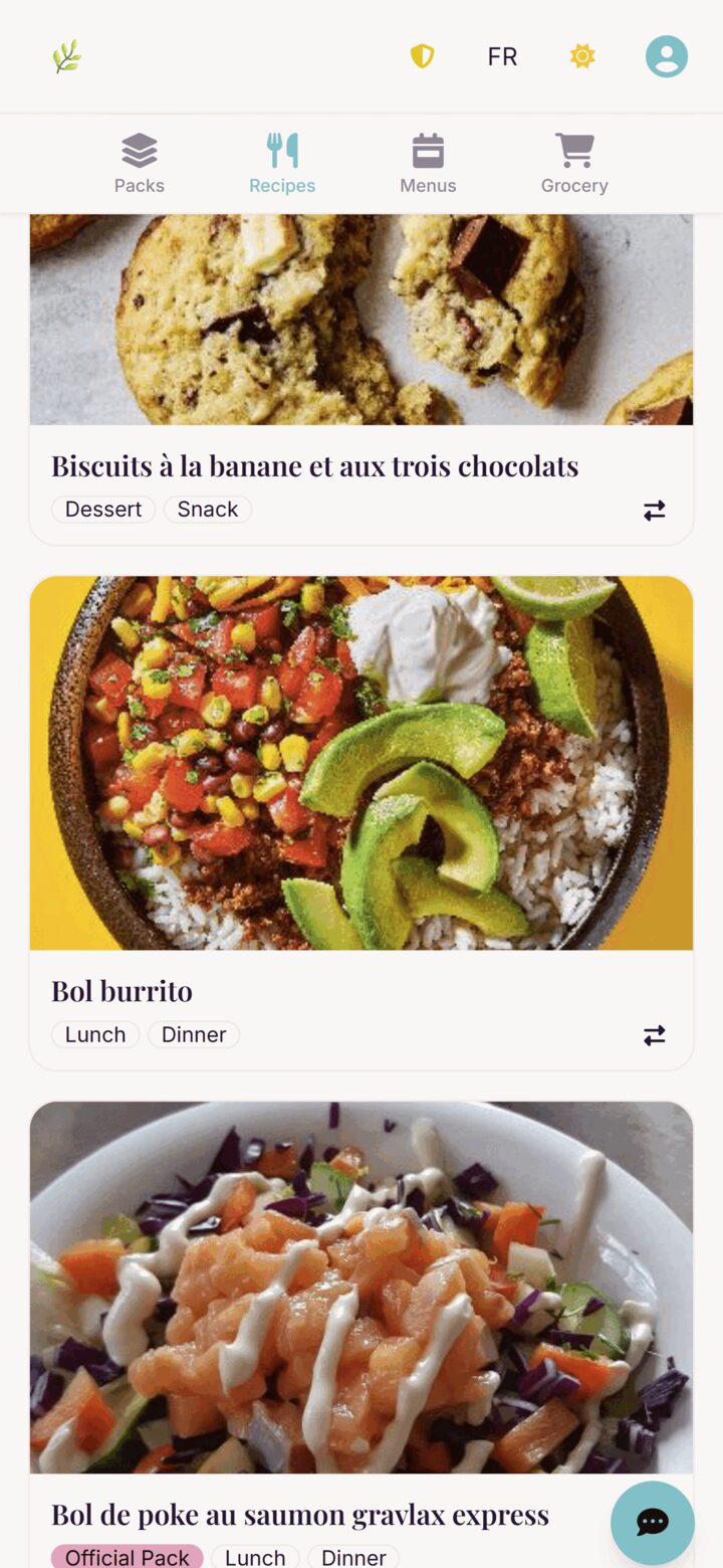Liste de recettes Origano sur mobile